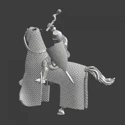 Medieval mounted knight fighting with flail