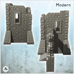 Ruined building with stone tower and staircase under arch (32) - World War Two Second WWII Western campaign USA UK Germany