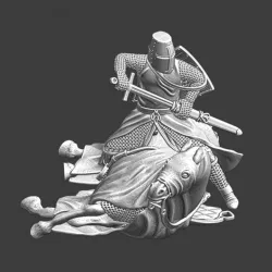 Swedish crusader knight - Standing over wounded horse