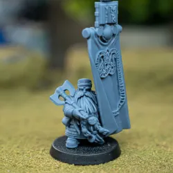Dwarf Lord with Battle Banner - Highlands Miniatures