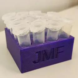 Eppendorf rack with custom text and tubes