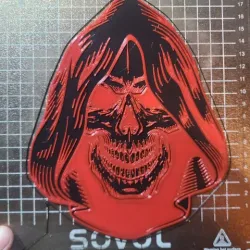 hooded skull logo wall art.