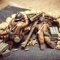 WW2 28mm SA-16 TR trench gun. (With sandbags option)