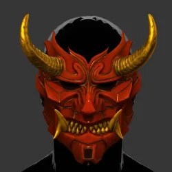 Cyber Samurai Hannya Mask - Oni Mask Halloween