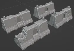 Grimdark scatter terrain concrete barriers for wargaming, Warhammer 40k etc.