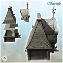 Hull-shaped pirate building with large decorative anchor mast (3) - Pirate Jungle Island Beach Piracy Caribbean Medieval Skull Renaissance