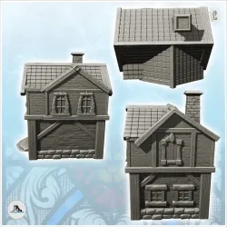 Medieval house with fireplace and tiled roof (5) - Medieval Gothic Feudal Old Archaic Saga 28mm 15mm