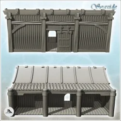 Medieval wooden warehouse with four wide columns (10) - Pirate Jungle Island Beach Piracy Caribbean Medieval Skull Renaissance