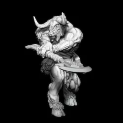 Minotaur attacking with Glaive: Troth Clovis Wildebeest (Pre-Supported)