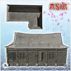 Oriental house with curved roof and balustraded awning (6) - Medieval Asia Feudal Asian Traditionnal Ninja Oriental