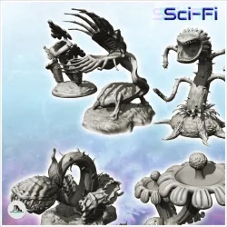 Set of giant alien plants and trees (5) - Future Sci-Fi SF Post apocalyptic Tabletop Scifi Wargaming Planetary exploration RPG Terrain