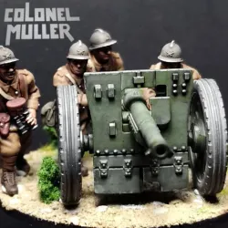 WW2 28mm 1940 french 75mm gun and crew