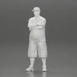 Fat Gangster in cap folding one's arms