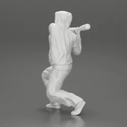Gangster homie in hoodie Holding Baseball Bat Ready For A Hit