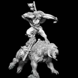 Gel12: Geladan (baboon man) acrobatic archer on warbeest.
