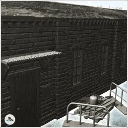 Large modern single storey brick warehouse with access ladder and exterior fittings (18) - Modern WW2 WW1 World War Diaroma Wargaming RPG Mini Hobby