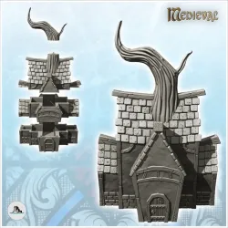 Medieval house with tiled roof built around a tree trunk (26) - Medieval Gothic Feudal Old Archaic Saga 28mm 15mm RPG
