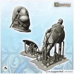Medieval warrior in armor with shield, sword and helmet (33) - Medieval RPG D&D Gothic Feudal Old Archaic Saga 28mm 15mm