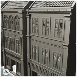 Set of four modern two-story buildings with tile roofs (7) - Cold Era Modern Warfare Conflict World War 3 RPG  Post-apo
