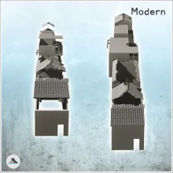 Set of modern ruined buildings with floors (3) - Cold Era Modern Warfare Conflict World War 3 RPG  Post-apo