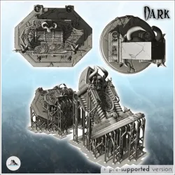 Set of two gothic altars with chest decorated with skulls (1) - Creature Darkness War 15mm 20mm 28mm 32mm Medieval Dungeon