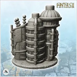 Steampunk house with tower and ion antennas (4) - Future Sci-Fi SF Post apocalyptic Tabletop Scifi Wargaming Planetary exploration RPG Terrain