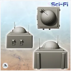 Tatooine futuristic house with roof sphere and antennas (6) - Future Sci-Fi SF Post apocalyptic Tabletop Scifi Wargaming Planetary exploration RPG Terrain