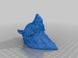 Wolf bust Voronoi mesh with mounting hole
