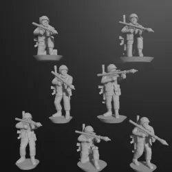 10/15mm West German Heavy Weapons (1980s) with MG3s, 84mm Carl Gustavs, Panzerfaust 44s, Redeye Launchers & MILAN Launcher (41 models)