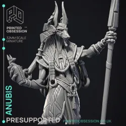 Anubis - God Of Death - Court of Anubis -  PRESUPPORTED - Illustrated and Stats - 32mm scale