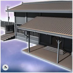 Asian passenger station with large tile building and wooden barrier (11) - Asian Asia Oriental Angkor Ninja Traditionnal RPG Mini