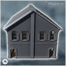 Colonial two-storey house with tiled roof (14) - Asian Asia Oriental Angkor Ninja Traditionnal RPG Mini