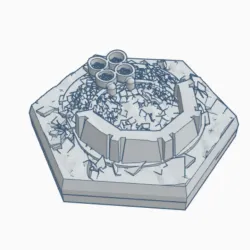 Destroyed Mech Bunker with Coolant Pool Hex Map Scale HMSMilD013