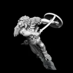 Geldn 06: Geladan (Baboon man) with scimitar, running. Sheko Longtooth. (Pre-Supported)