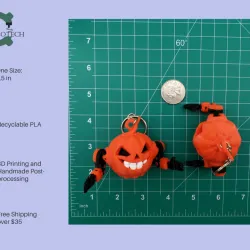 Halloween Pumpkin Robot Keychain