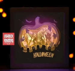 Halloween Witch Cooks Potion at The Cemetery light box