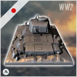 Japanese Type 97 Chi-Ha Kai semi-buried tank (5) - World War Two Second Front Campaign Tabletop Mini Japan Japanese Asia