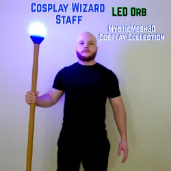 LED Orb Cosplay Wizard Staff (MysticMesh3D)