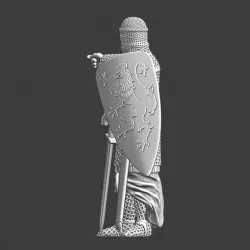 Medieval crusader knight pointing
