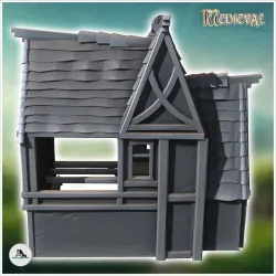 Medieval house with large open interior barn (11) - Medieval Gothic Feudal Old Archaic Saga 28mm 15mm RPG