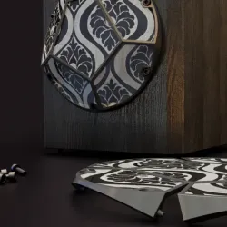 Print on fabric, fold in place speaker cover