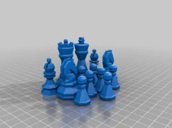 Remixed 3D-Print-Optimized Geometric Chess Set Pieces (Better bishop, it was trash)