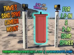 Sand Spike Camera Mount Insert - 1.5-in & 2-in with 1/4-20 Threads