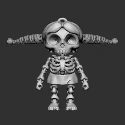 Articulated Skeleton Girl 3D Print-In-Place STL Model Fidget and Desk Toy