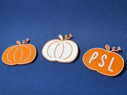 Cute fall pumpkins with vine | Autumn seasonal decor | Thanksgiving magnets | Pumpkin Spice Latte "PSL"