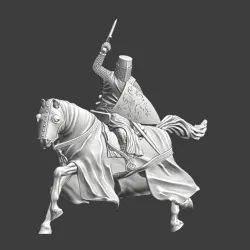 Mounted Crusader Knight - fighting with sword