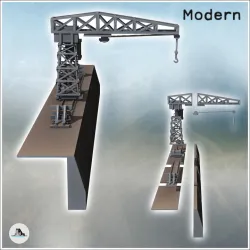 Brick waterfront with large loading and unloading crane for the dock (1) - Modern WW2 WW1 World War Diaroma Wargaming RPG Mini Hobby
