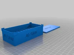 Customizable stack-able box with label to hold ammunition.