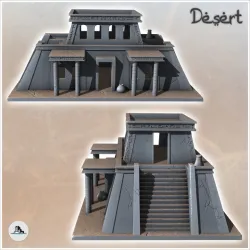 Egyptian building with grand staircase and upper floor (5) - Canyon Sandy Landscape 28mm 15mm RPG DND Nomad Desertland African