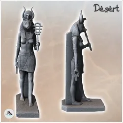 Egyptian Goddess Bastet Statue Standing (1) - Canyon Sandy Landscape 28mm 15mm RPG DND Nomad Desertland African